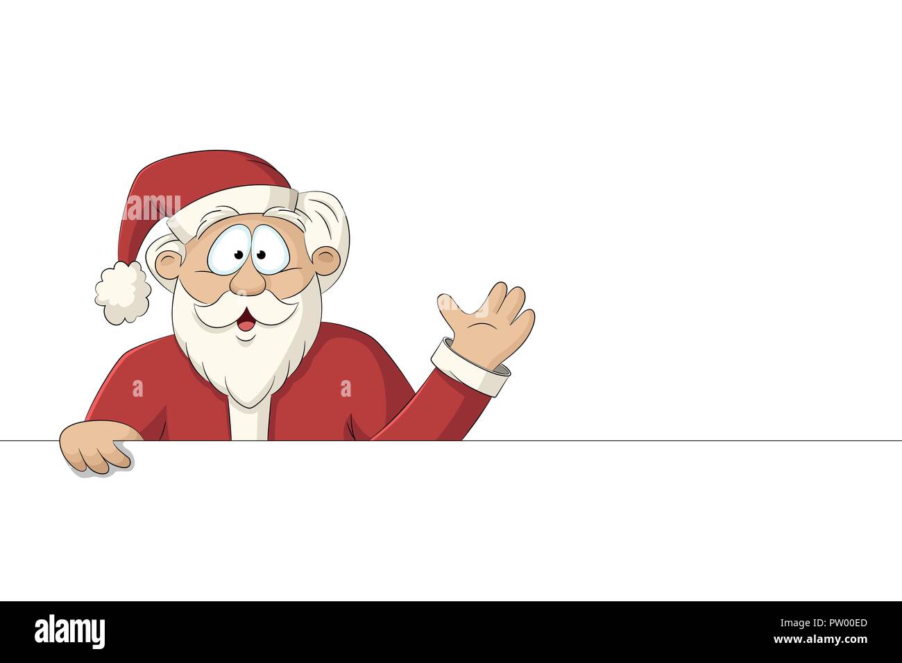 Happy cartoon Santa Claus, isolati su sfondo bianco Illustrazione Vettoriale