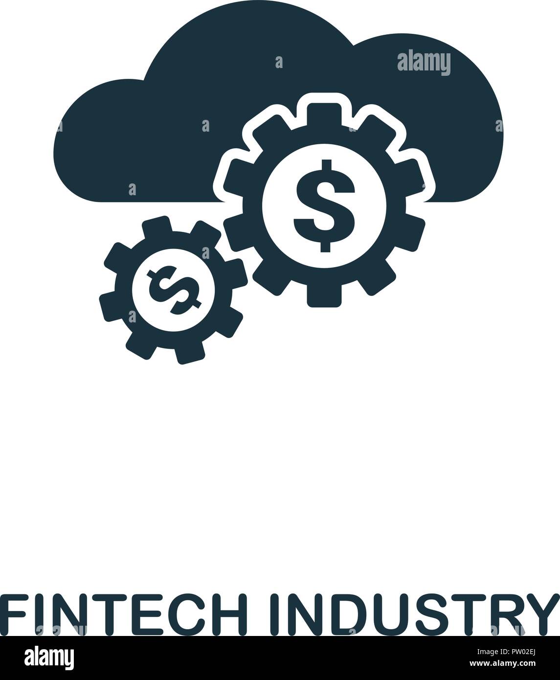 Industria di Fintech icona. Monocromatico design di stile dalla collezione di fintech. UX e UI. Pixel fintech perfetta icona del settore. Per il web design, applicazioni software Illustrazione Vettoriale