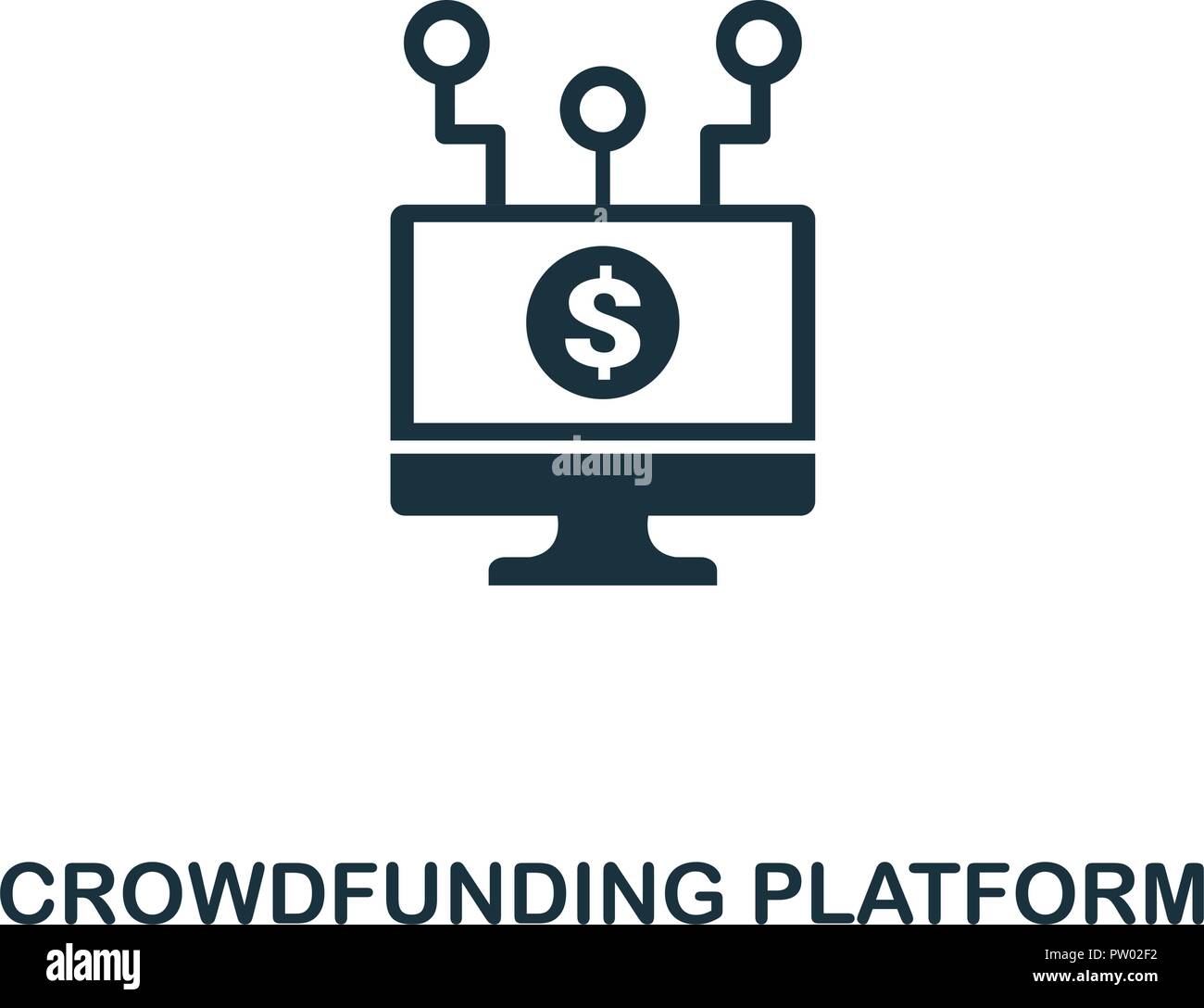 Piattaforma di Crowdfunding icona. Monocromatico design di stile dalla collezione di fintech. UX e UI. Pixel perfetta piattaforma crowdfunding icona. Per il web design, applicazioni Illustrazione Vettoriale