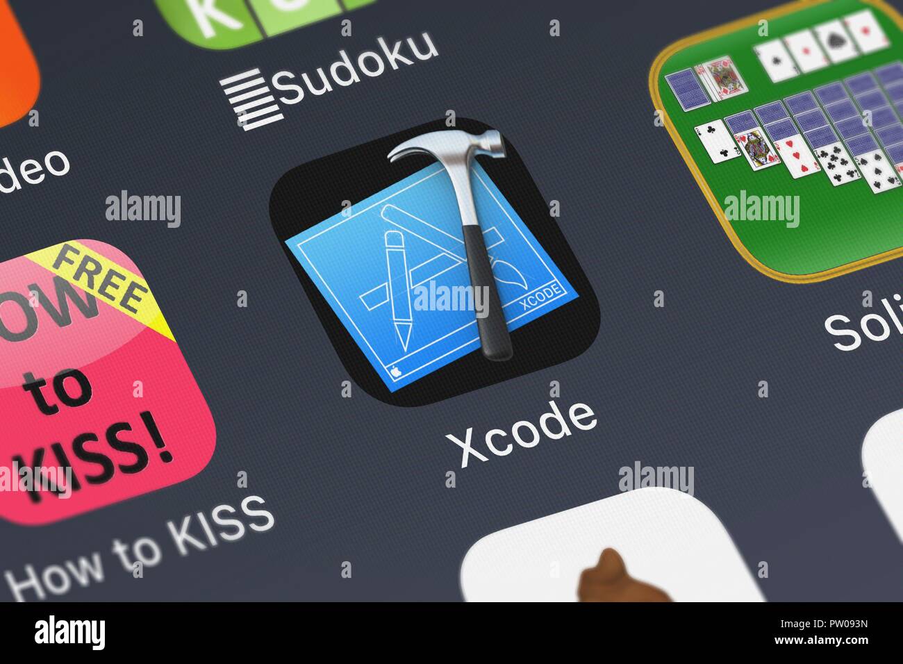 London, Regno Unito - 11 Ottobre 2018: screenshot degli Apple mobile app Xcode. Foto Stock