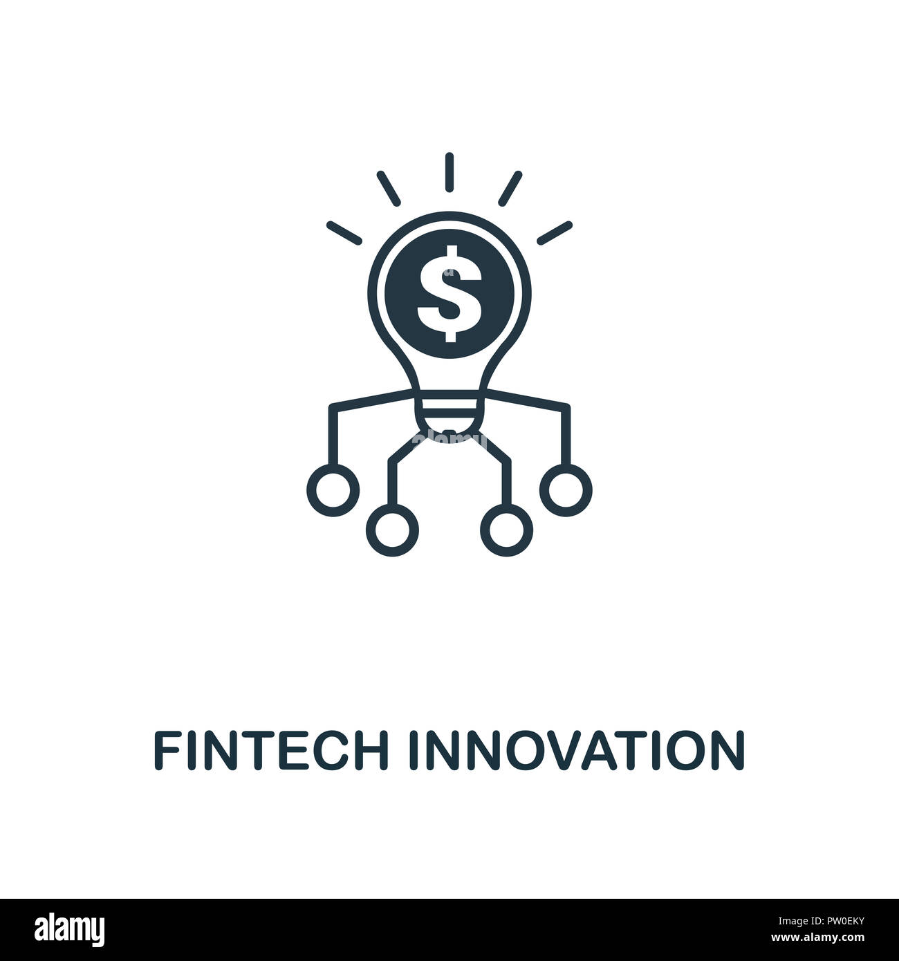 Fintech icona dell'innovazione. Monocromatico design di stile dalla collezione di fintech. UX e UI. Pixel fintech perfetta icona dell'innovazione. Per il web design, applicazioni soft Foto Stock