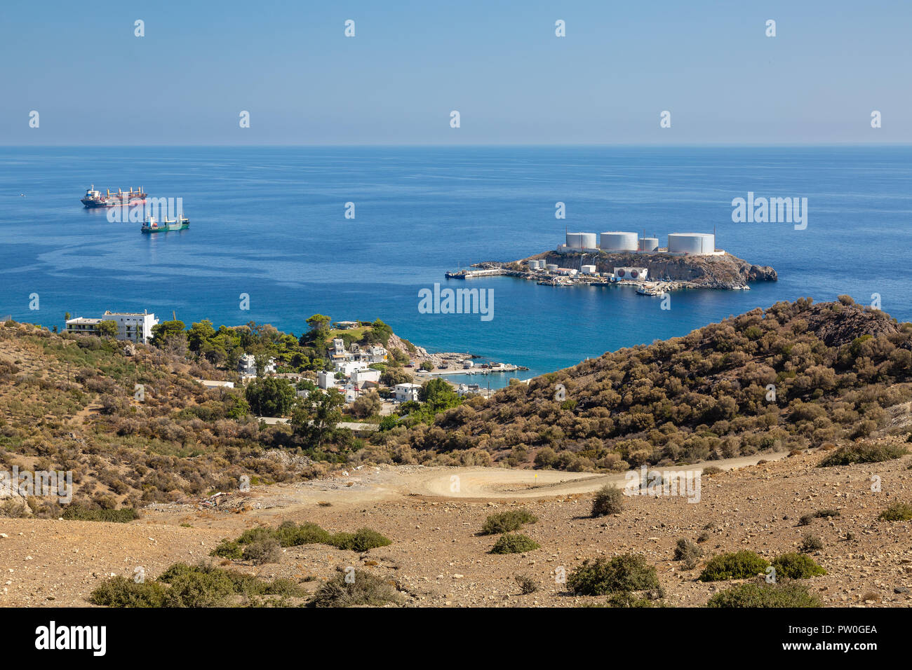Il paesaggio nei pressi del villaggio di Kaloi Limenes, Creta, Grecia Foto Stock