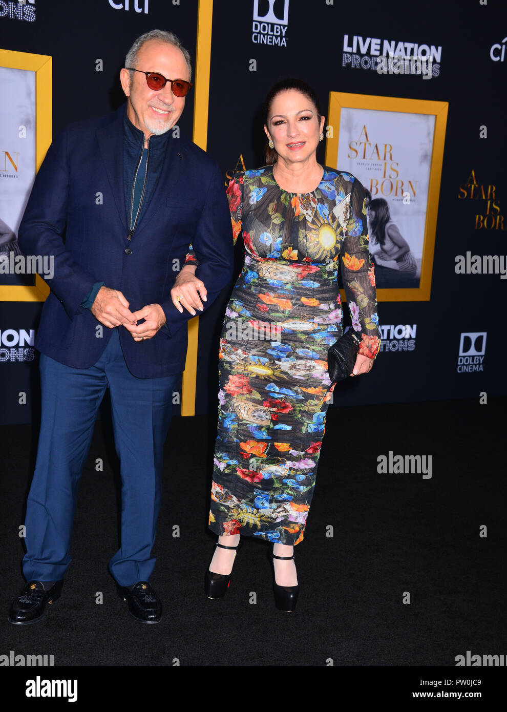 Gloria Estefan, Emilio Estefan arriva alla premiere di Warner Bros Foto di una Stella è nato presso lo Shrine Auditorium il 24 settembre 2018 a Los Angeles, California Foto Stock