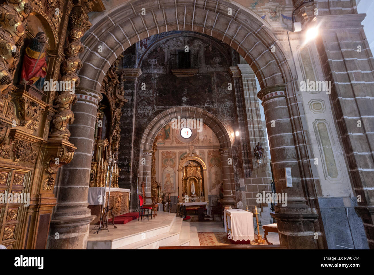 La Iglesia de San Miguel Arcángel a Jerez de los Caballeros, provincia di Badajoz, Estremadura, Spagna Foto Stock