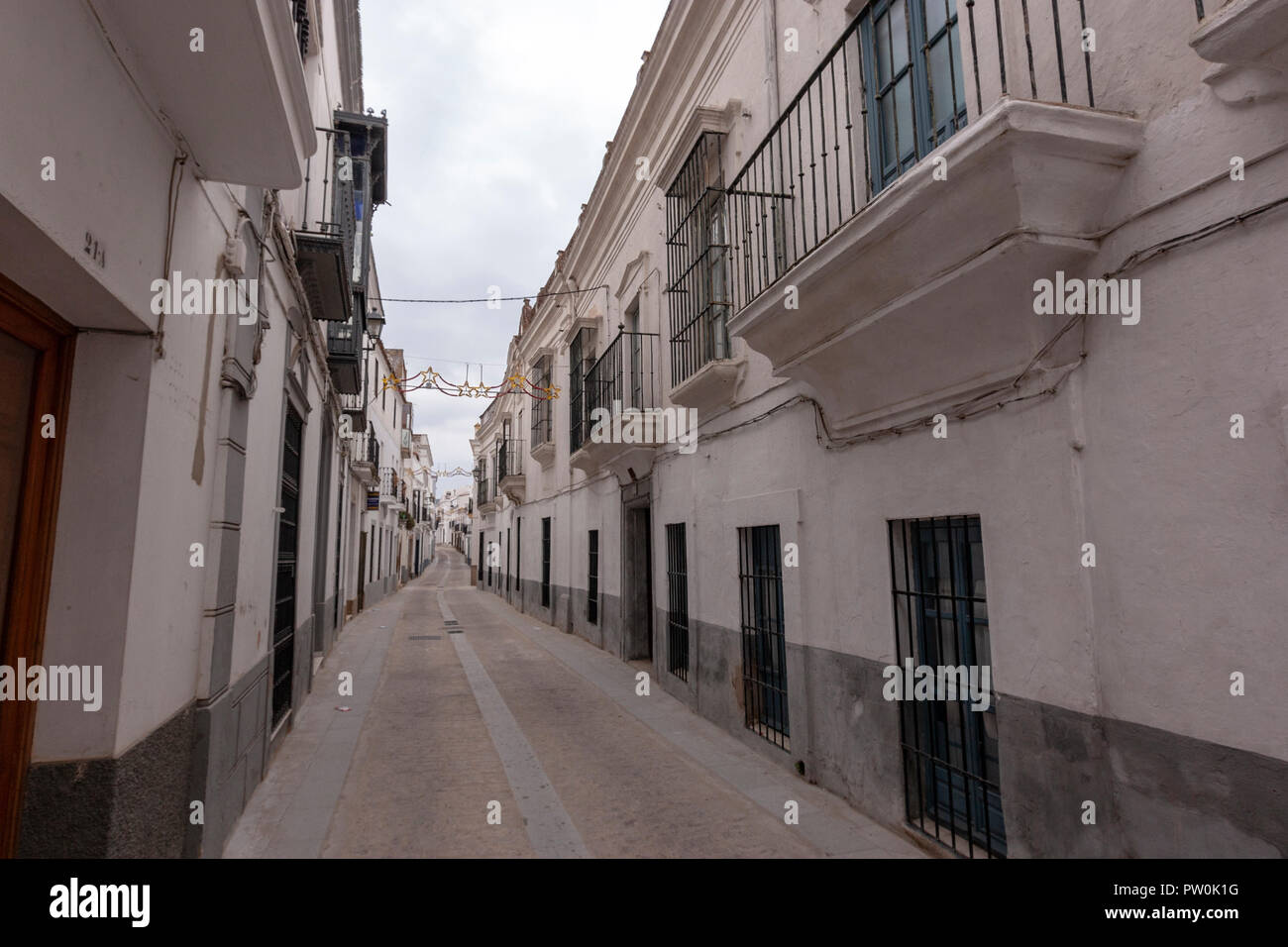 Jerez de los Caballeros case bianche street, provincia di Badajoz, Estremadura, Spagna Foto Stock