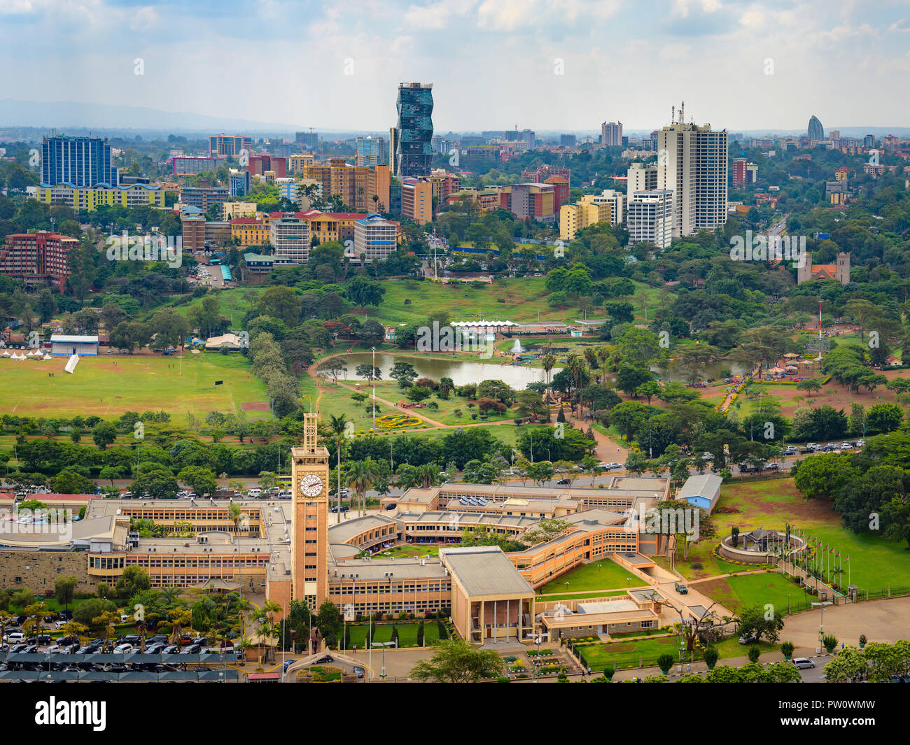 Nairobi skyline vista città. Paesaggio della capitale del Kenya, Nairobi. Foto Stock
