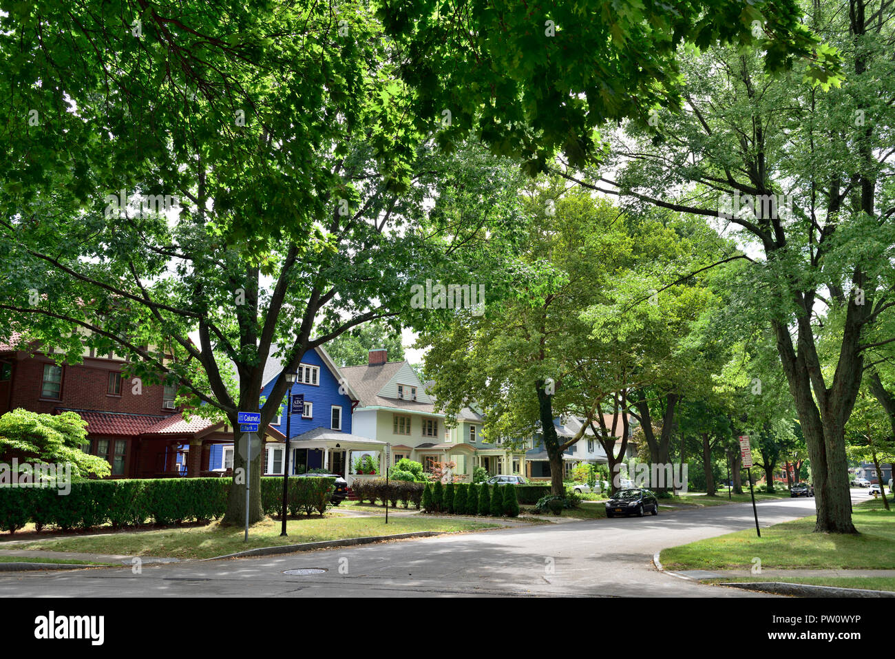 Quartiere residenziale di East Avenue Quartiere Storico di Rochester, New York, Stati Uniti d'America Foto Stock