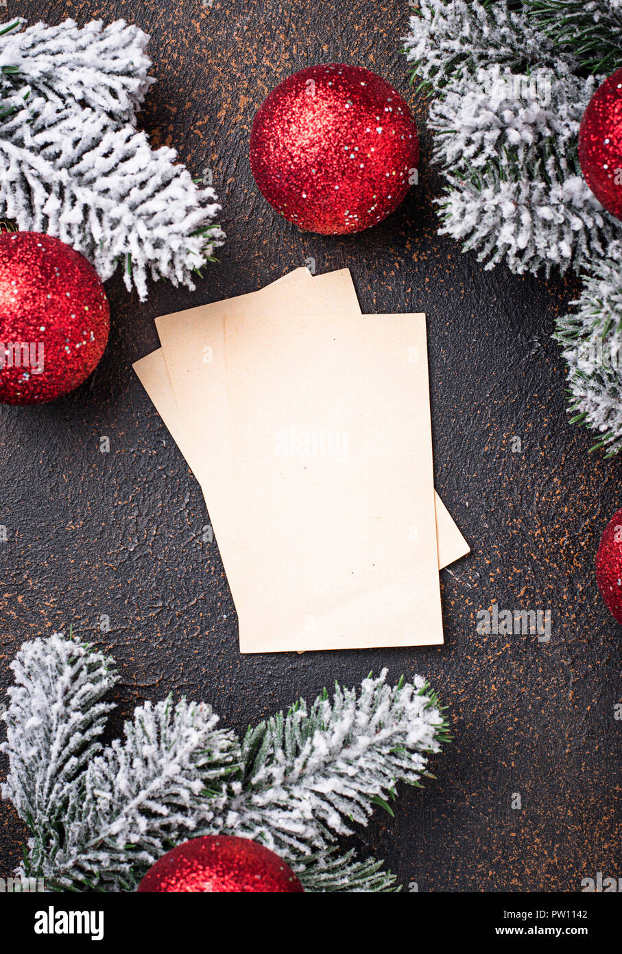 Svuotare biglietto di auguri per gli auguri natalizi Foto Stock