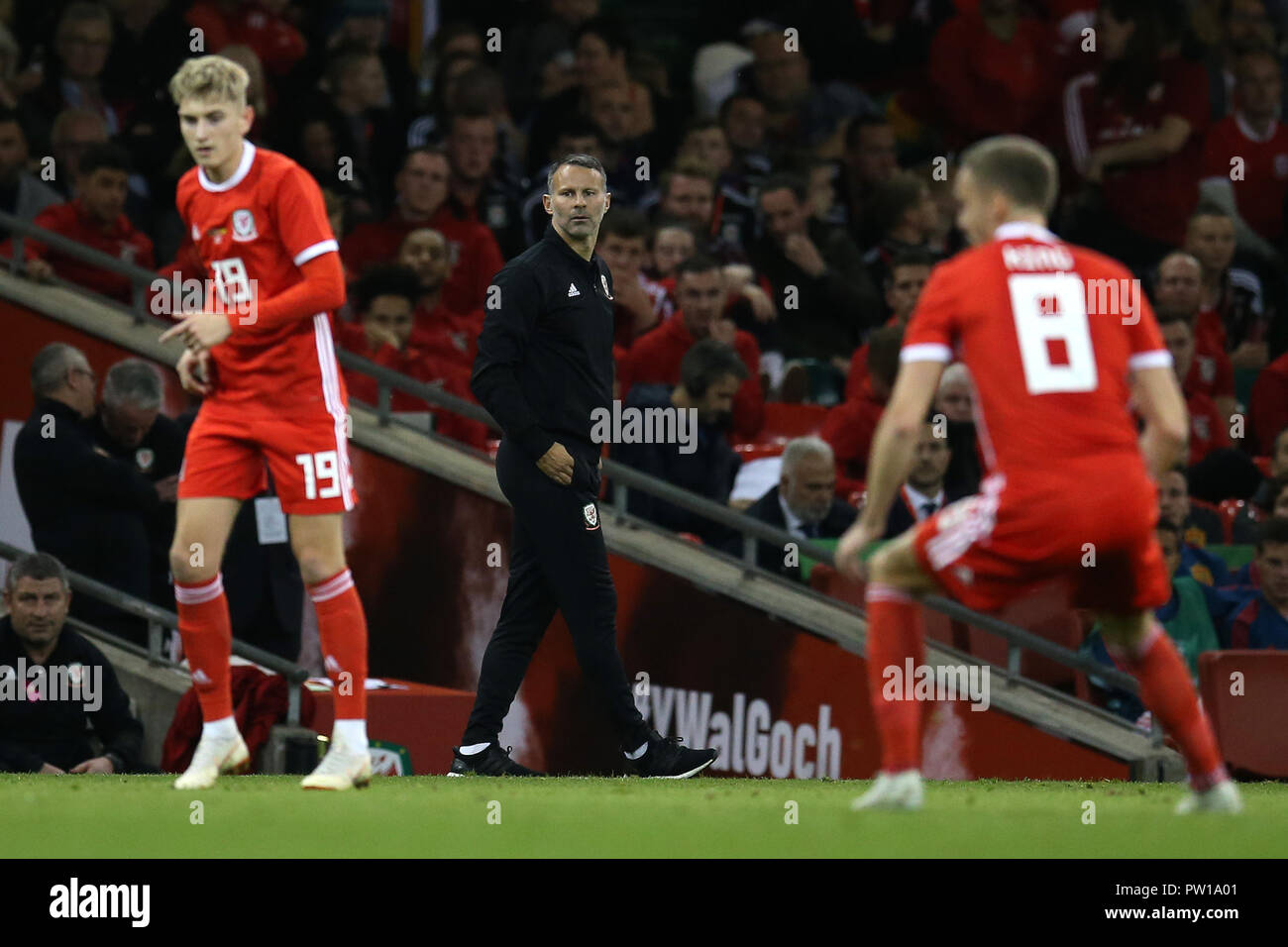 Cardiff, Regno Unito. 11 ott 2018. Il Galles manager Ryan vedi figg. *** sul perimetro.Football cordiale incontro internazionale, Galles v Spagna presso il Principato Stadium di Cardiff , Galles del Sud giovedì 11 ottobre 2018. foto da Andrew Orchard/Alamy Live News Foto Stock