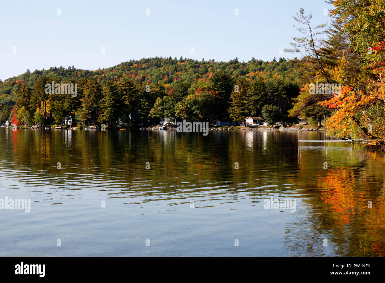 Caduta delle Foglie Thompson Lago, Oxford, Maine, Stati Uniti d'America Foto Stock