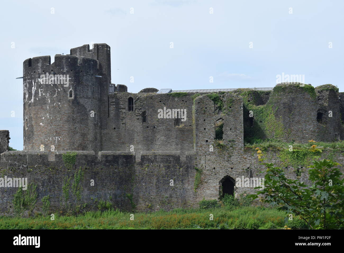 Medievale Castello Caephilly Foto Stock