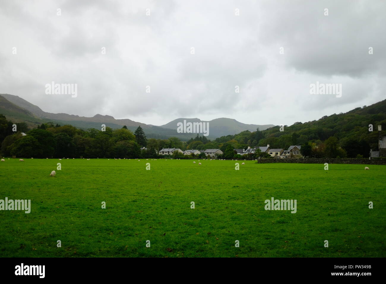 La vita nella città di Snowdonia Foto Stock