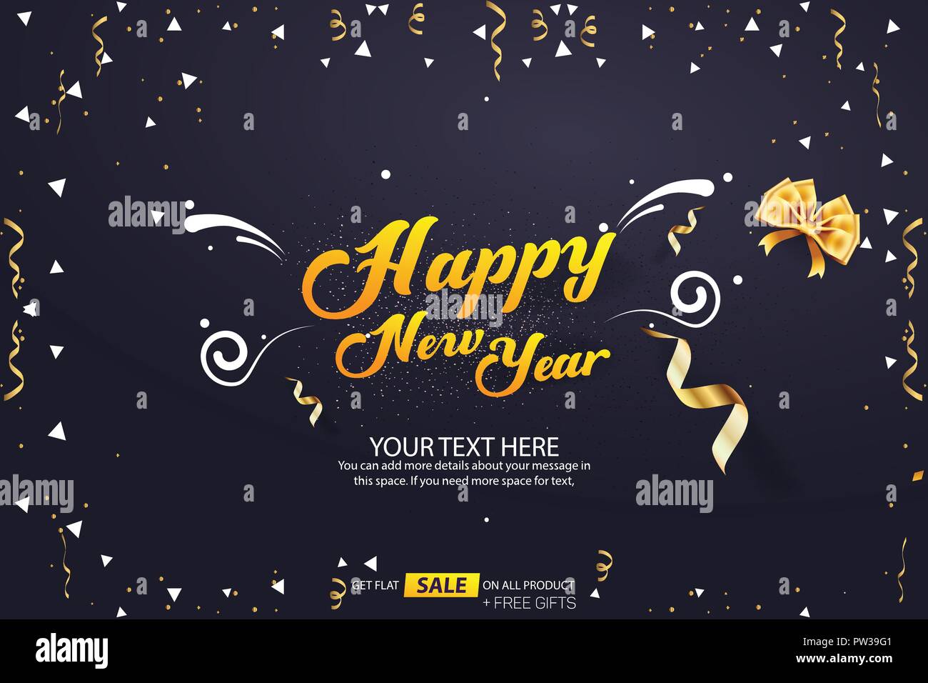 Felice Anno Nuovo Vendita banner vettore copertura Modello di progettazione Illustrazione Vettoriale