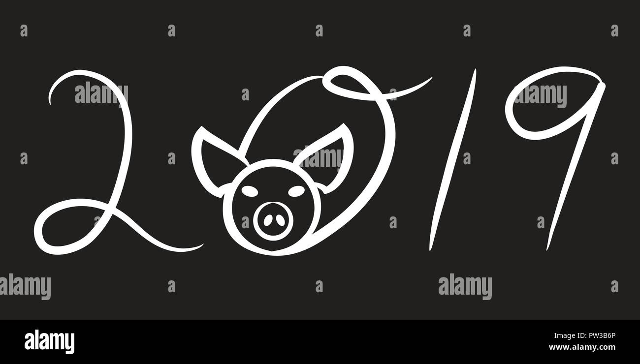 2019 Anno del maiale Illustrazione Vettoriale