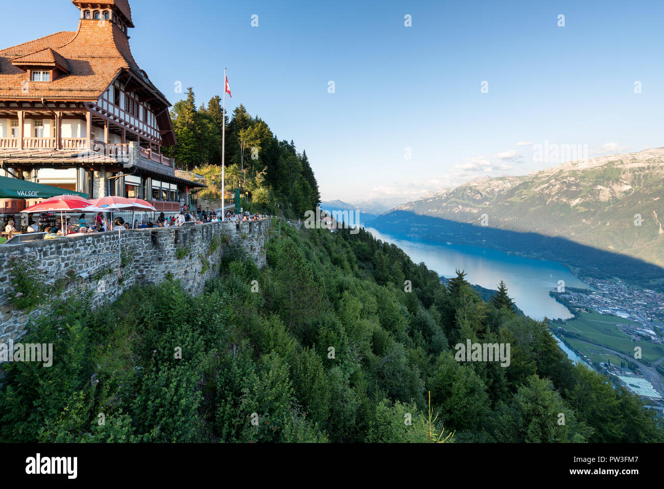 Harder Kulm viewpoint e reastaurant sopra Interlaken, Svizzera, Europa Foto Stock