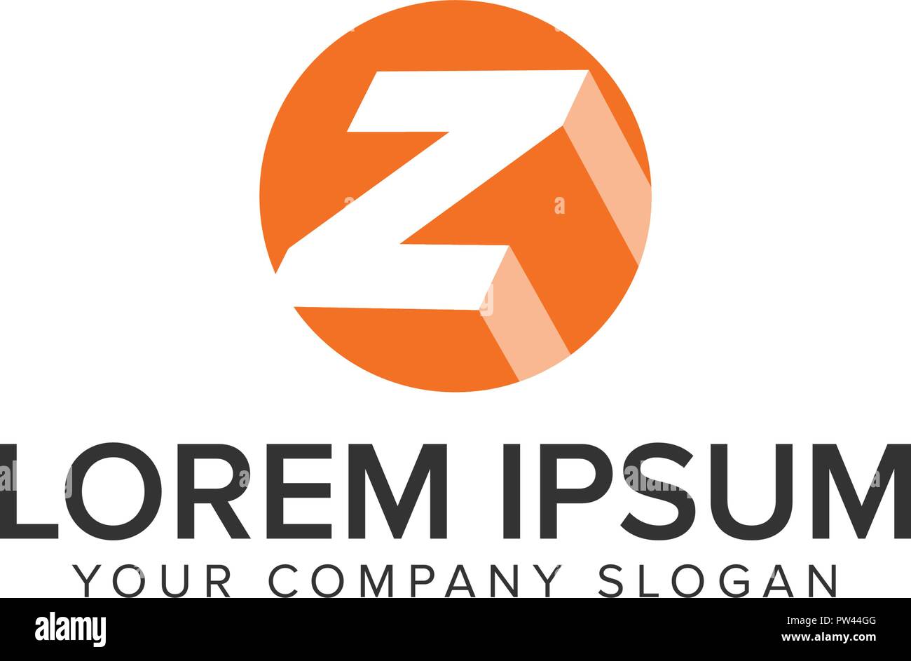 Lettera z cerchio logo shadow. lo spazio negativo il concept design modello. completamente vettoriale modificabile Illustrazione Vettoriale