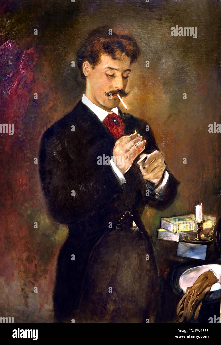 Ritratto di un giovane uomo, 1878 da Anton Romako 1832 - 1889 pittore austriaco. Austria . ( Anton Romako è stato uno dei grandi pionieri del modernismo ) Foto Stock