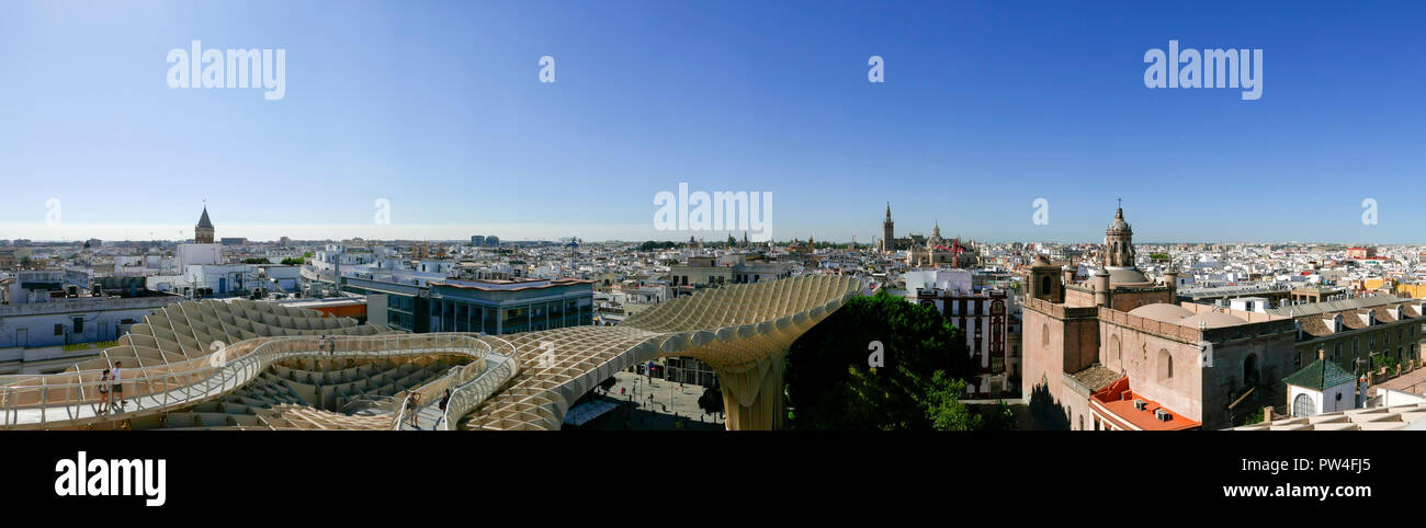 Vista dalla Metropol Parasol, Siviglia, Andalusia, Spagna. Foto Stock