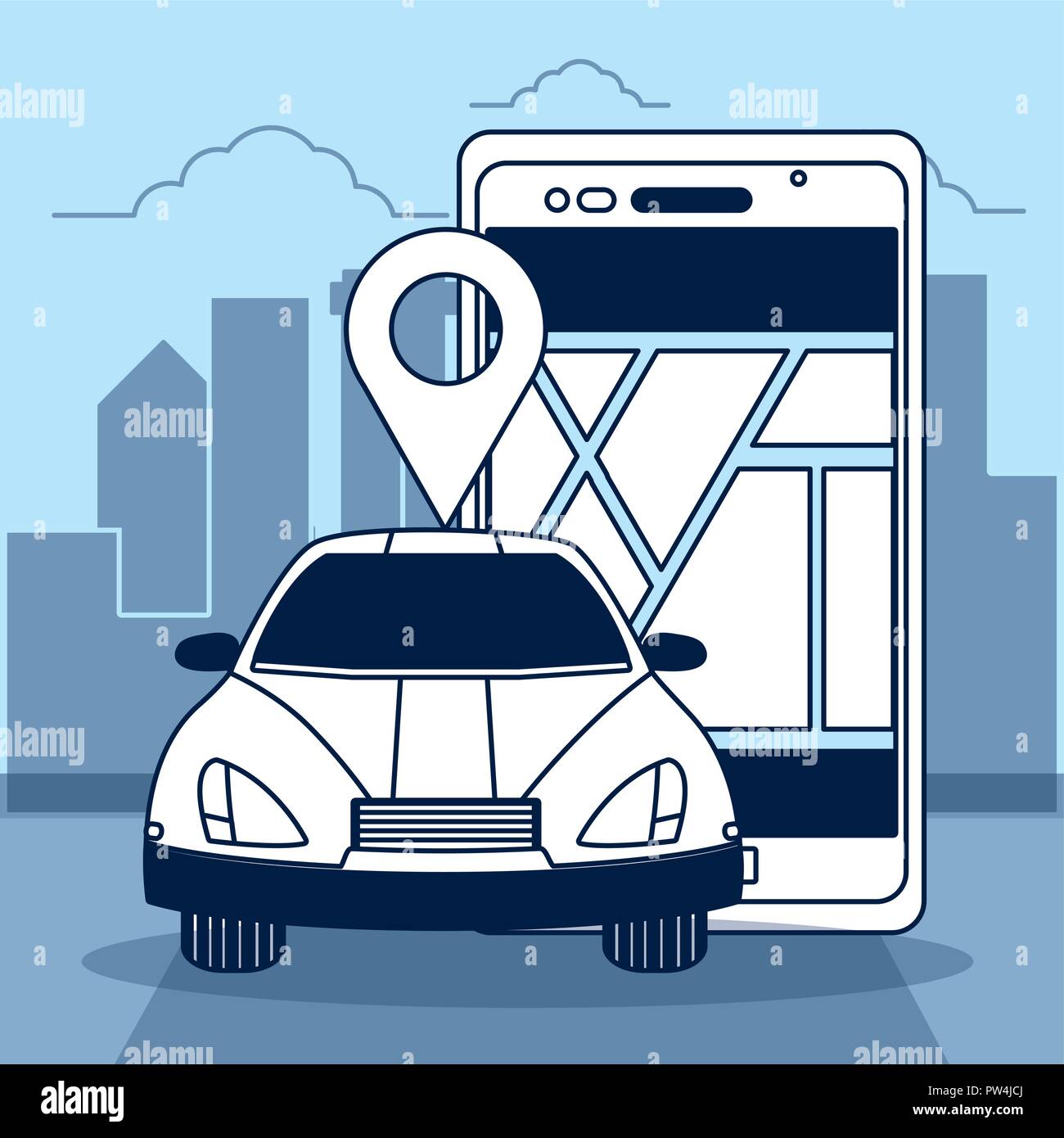 Il GPS la tecnologia di tracciamento Illustrazione Vettoriale