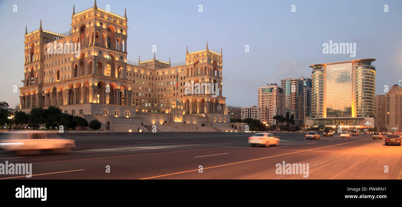 Azerbaigian, Baku, la Casa del Governo, Piazza della Libertà, JW Marriott Hotel Absheron, Foto Stock
