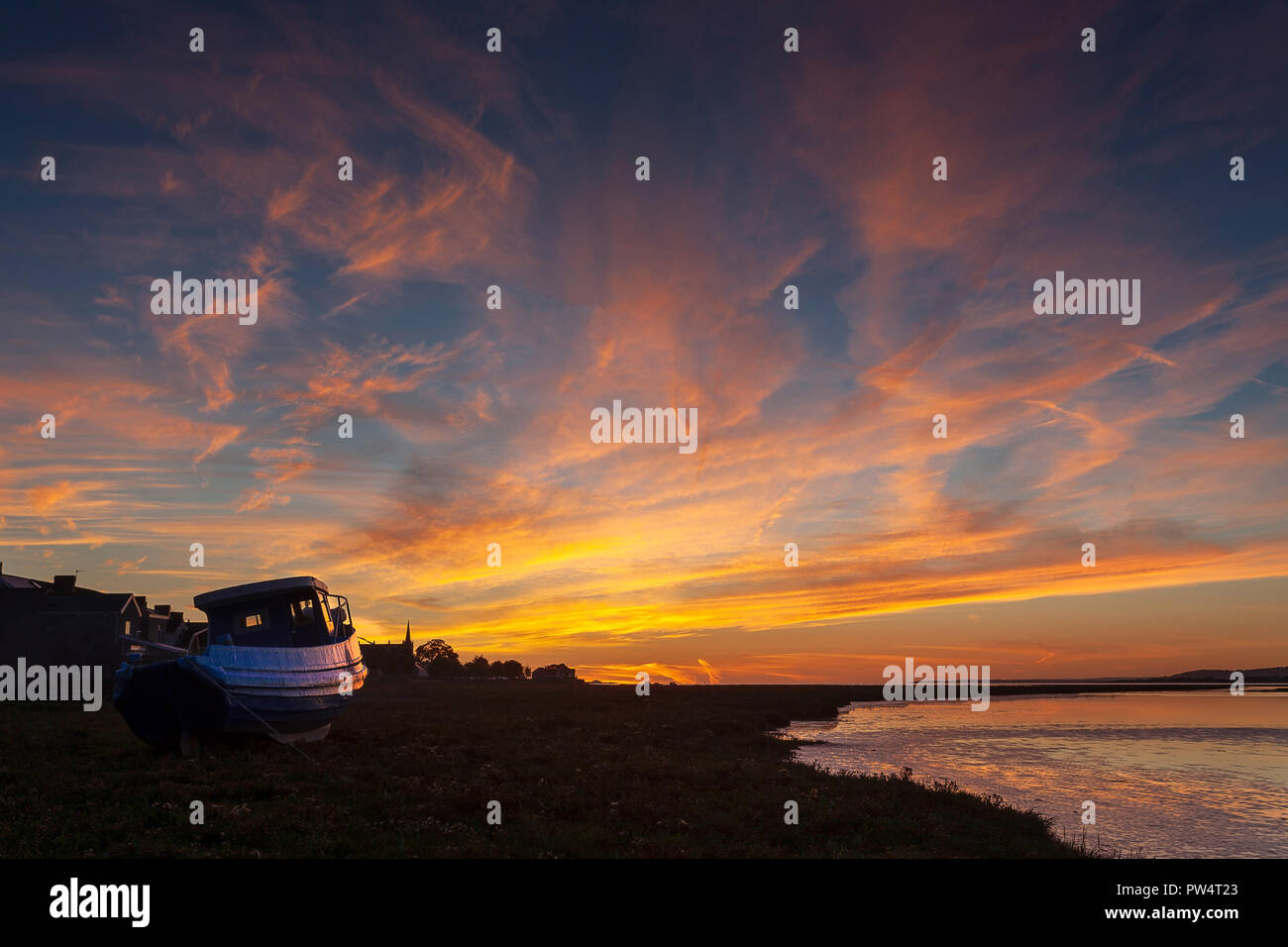 Estuario Loughor tramonto Foto Stock