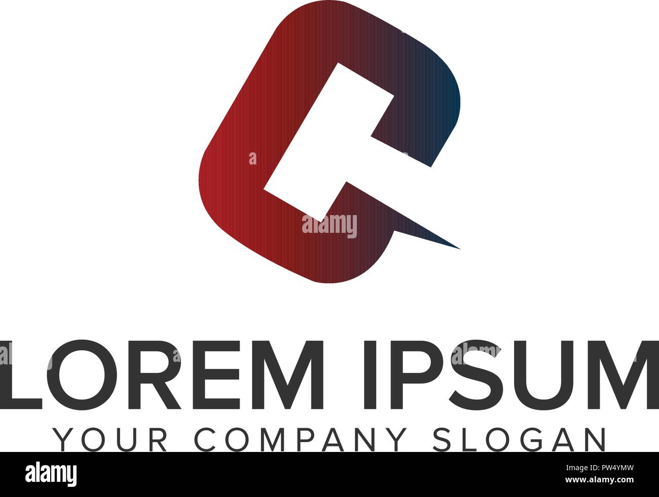 Martello con lettera C logo design concept modello. completamente vettoriale modificabile Illustrazione Vettoriale