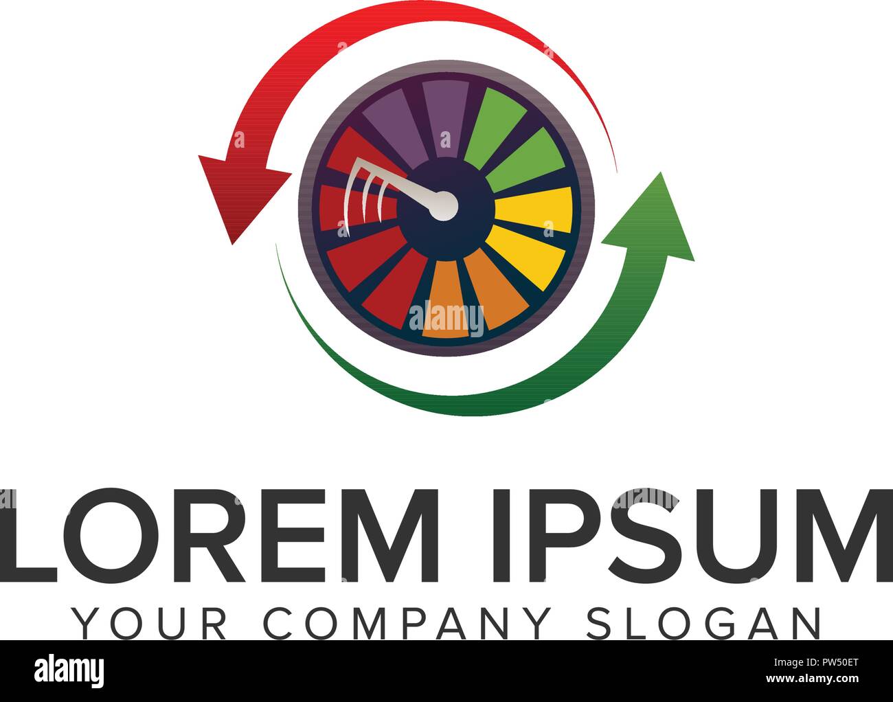 Il contagiri logo design concept modello. completamente vettoriale modificabile Illustrazione Vettoriale