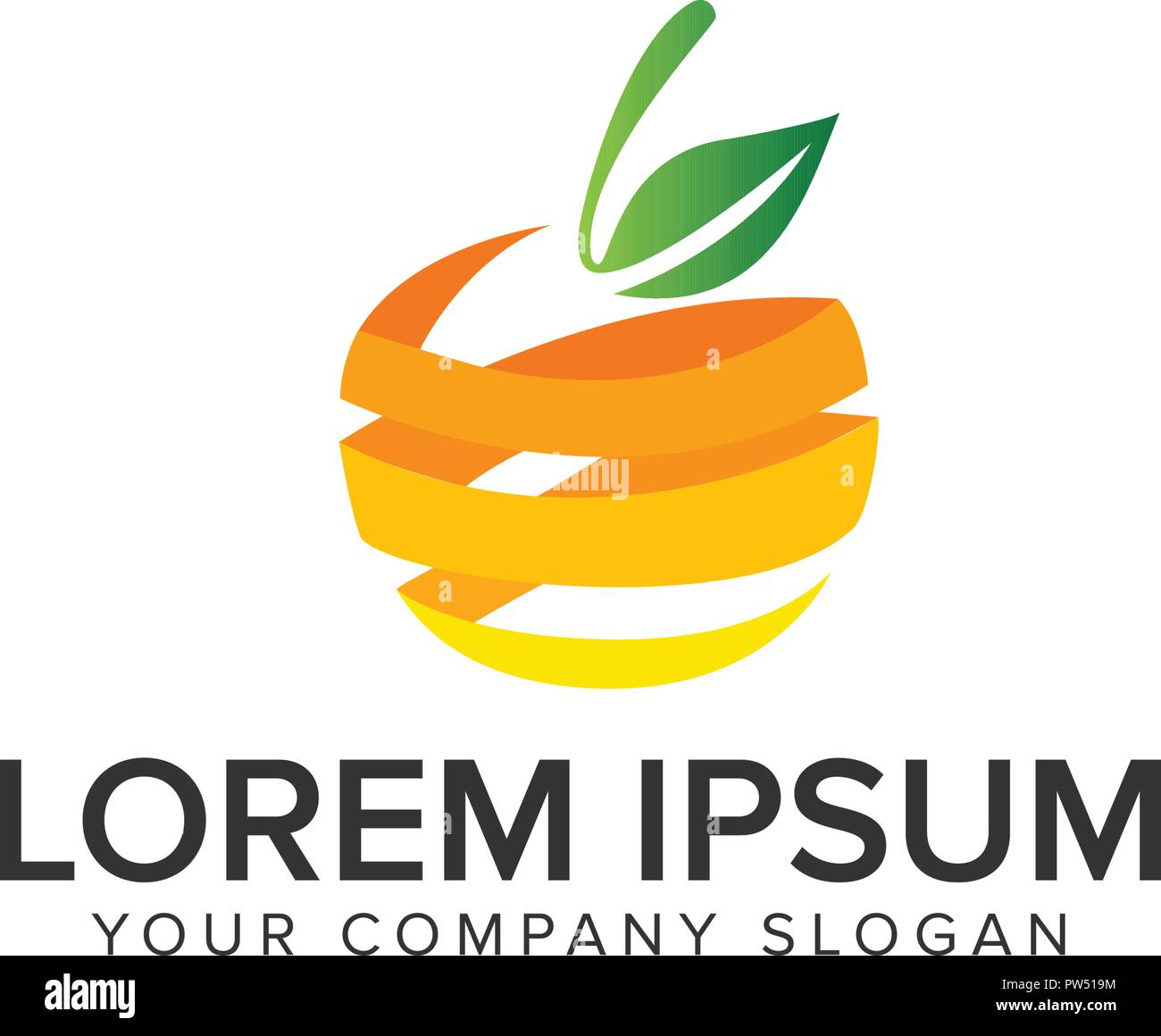 3D la frutta di arancia logo design modello di concetto Illustrazione Vettoriale