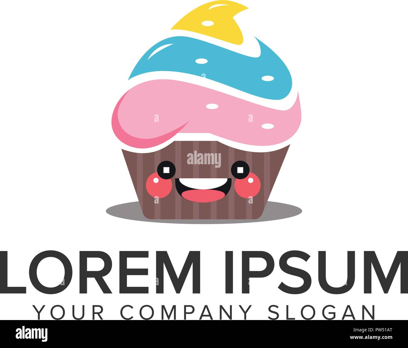 Dolce sorriso logo design concept modello. completamente vettoriale modificabile Illustrazione Vettoriale