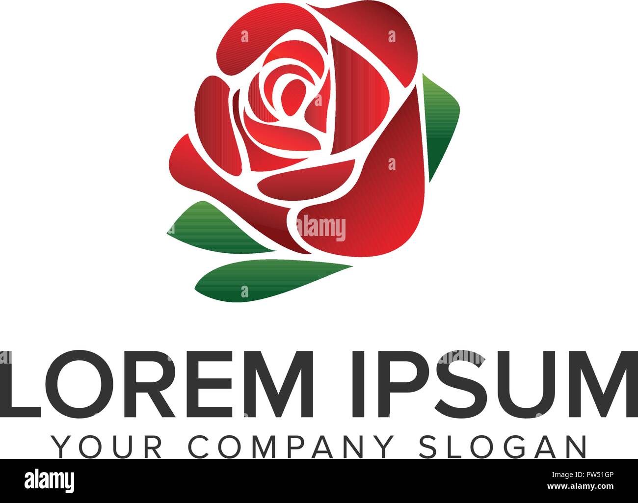 Rose fiore Logo design concept modello. completamente vettoriale modificabile Illustrazione Vettoriale