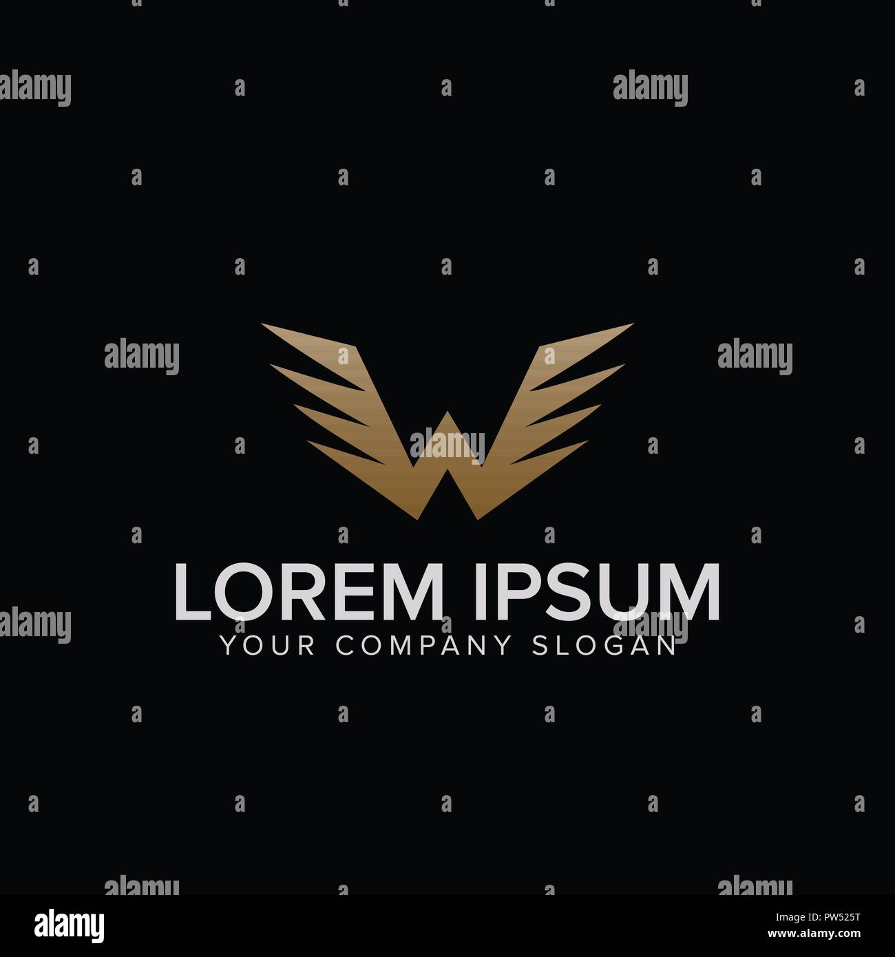 Lettera W ali logo design concept modello. completamente vettoriale modificabile Illustrazione Vettoriale