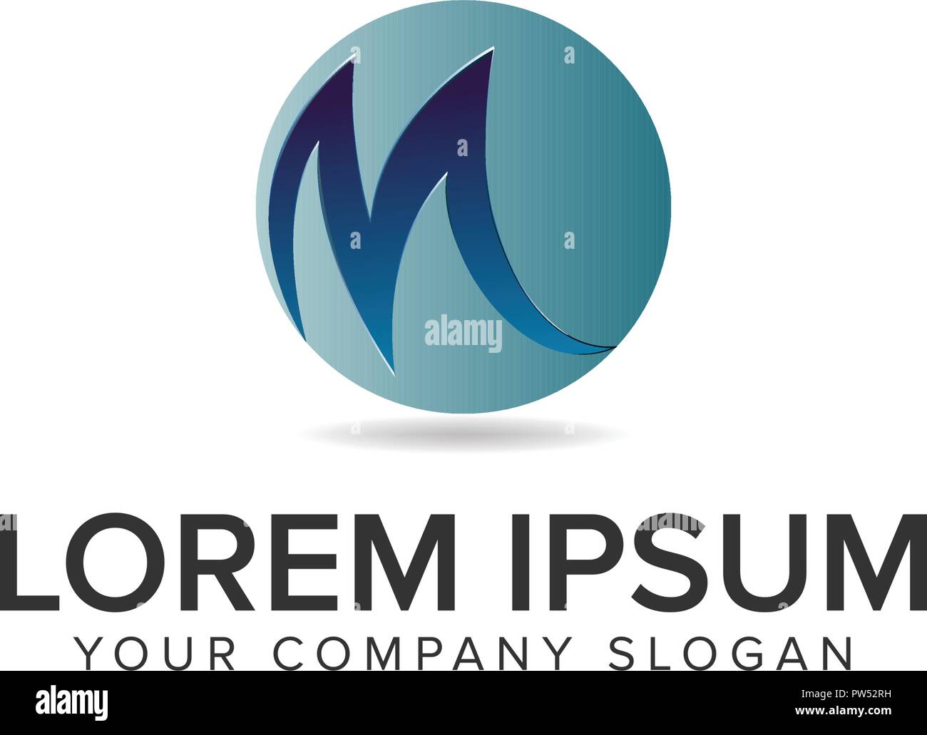 La lettera M globe logo design concept modello. completamente vettoriale modificabile Illustrazione Vettoriale