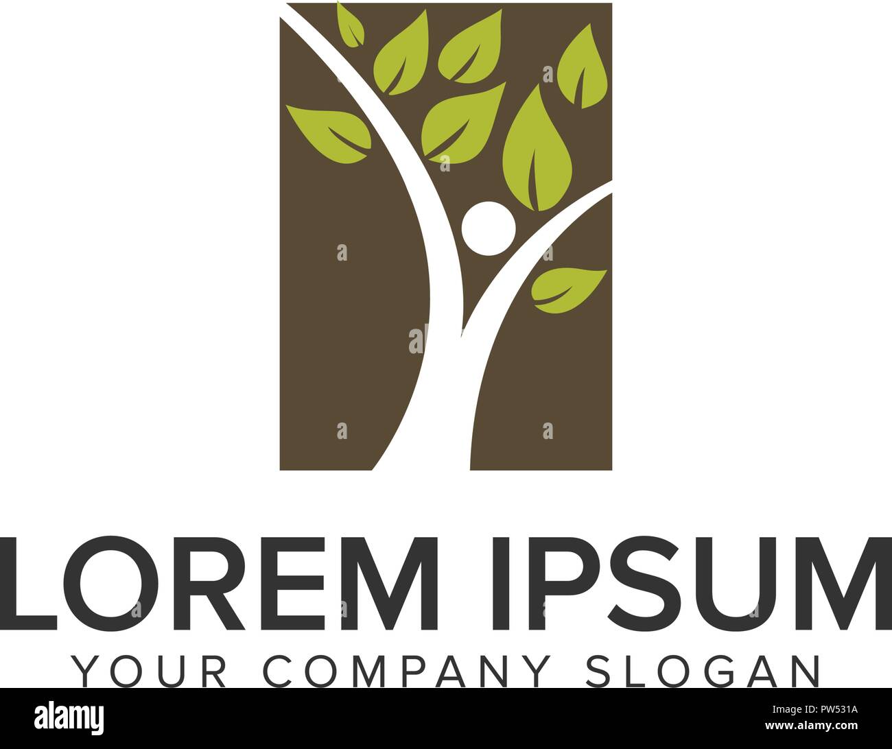 Persone tree logo design concept modello. completamente vettoriale modificabile Illustrazione Vettoriale