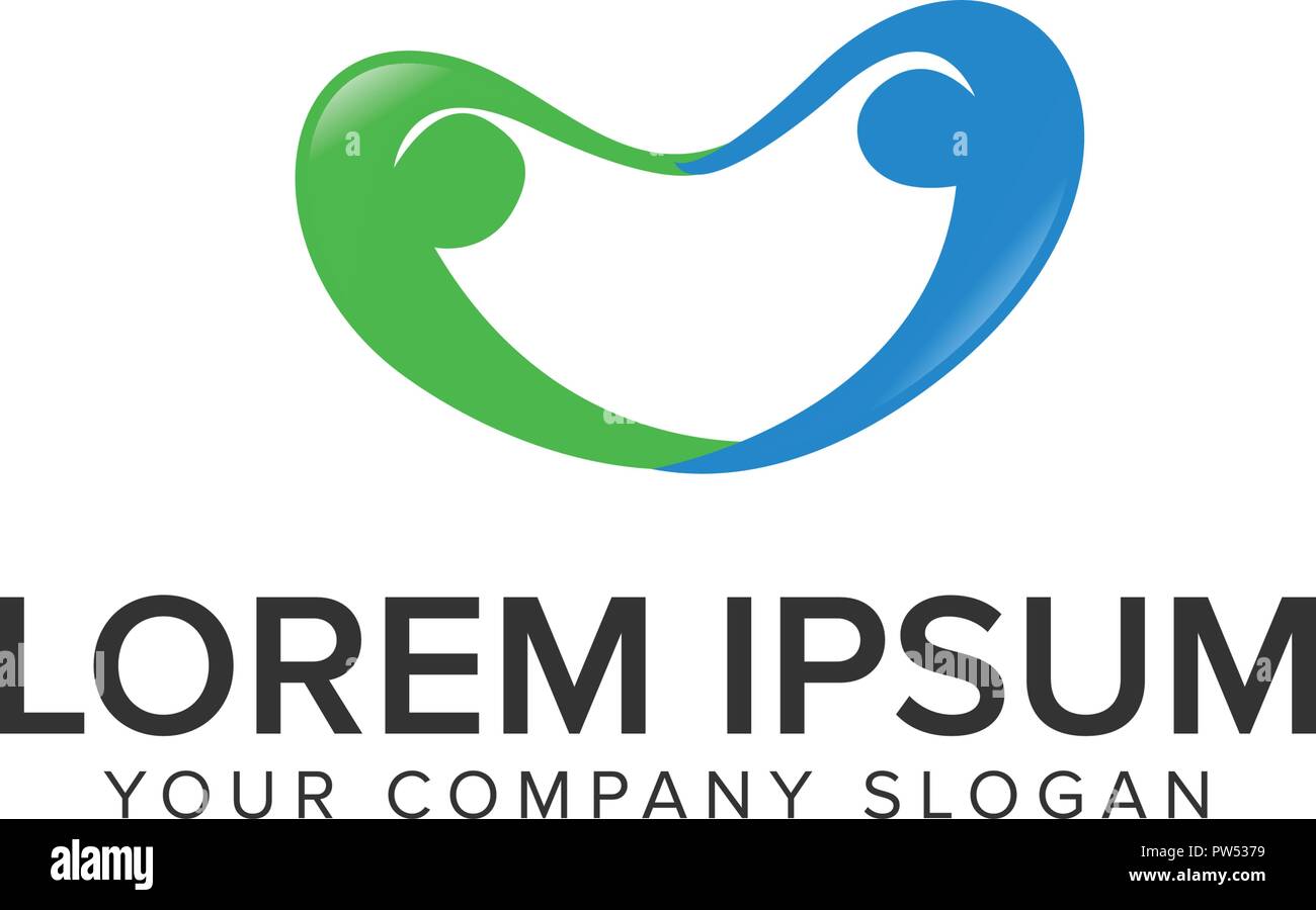 Cura di persone logo design modello di concetto Illustrazione Vettoriale