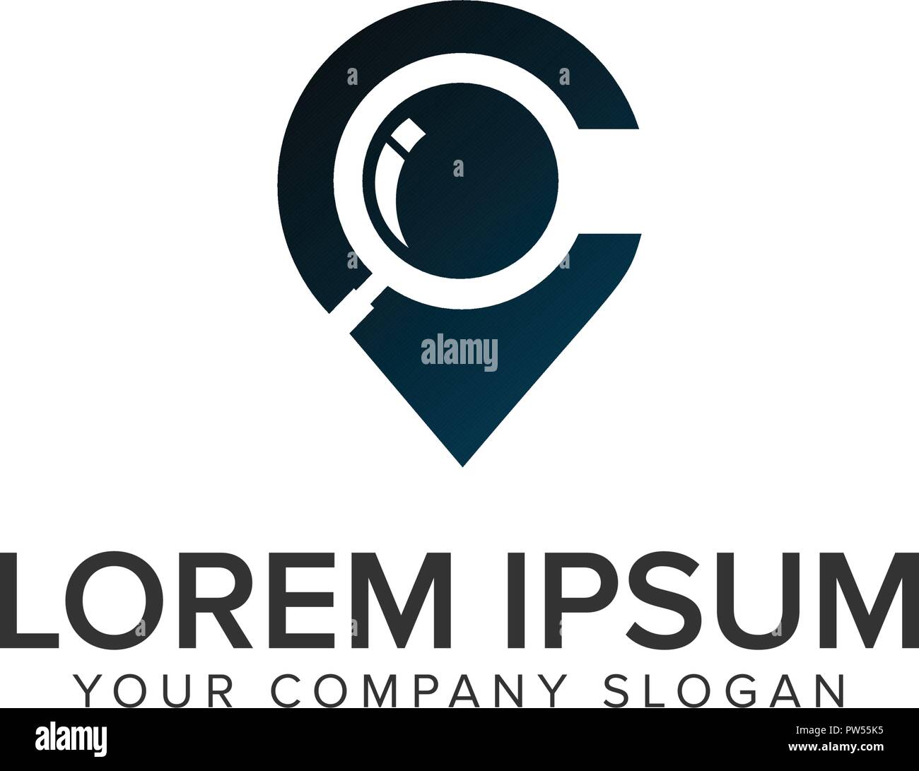 Ricerca Mappa ubicazione logo design concept modello. Illustrazione Vettoriale