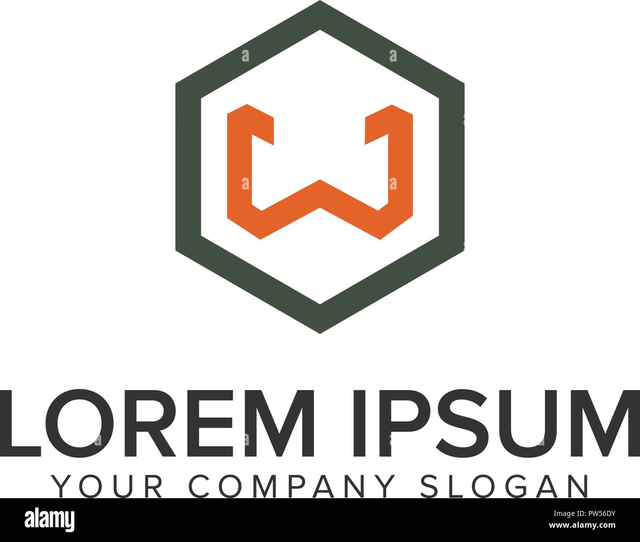 Lettera W logo minimalista il concept design modello. Illustrazione Vettoriale