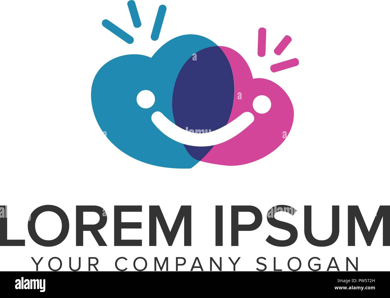 Amore logo cura il concept design modello. Illustrazione Vettoriale