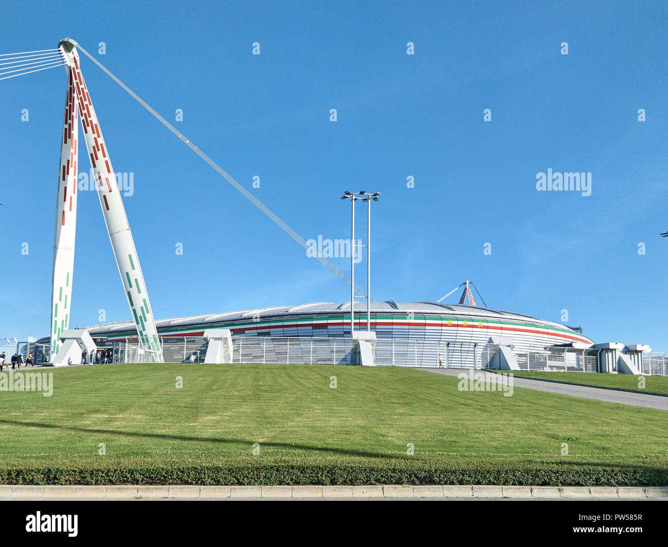 Torino, Italia - 29 Settembre 2018: vista panoramica di Allianz Stadium, il campo dove la Juventus gioca le sue partite in casa Foto Stock