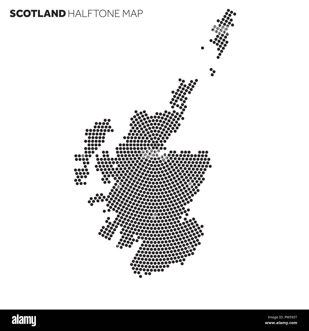 Scozia paese mappa fatta da radiale modello halftone Illustrazione Vettoriale