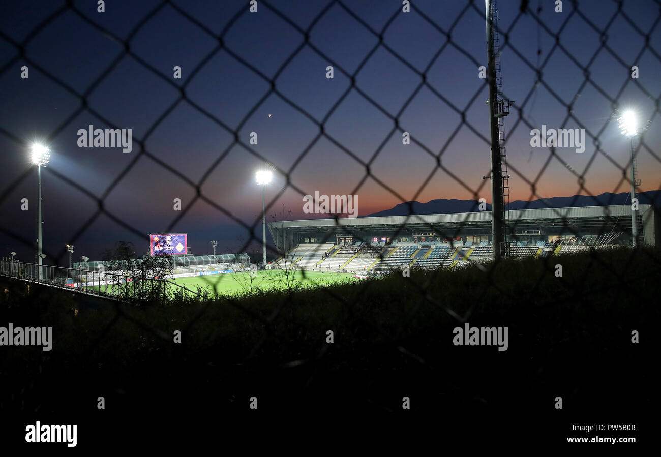 Un punto di vista nello stadio prima della UEFA Nazioni League a Stadion HNK Rijeka in Croazia. Foto Stock