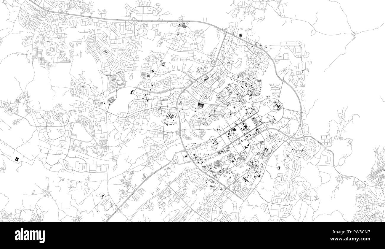 Mappa satellitare di Abuja, Nigeria, per le strade delle città. Mappa della strada, mappa del centro citta'. Africa Illustrazione Vettoriale