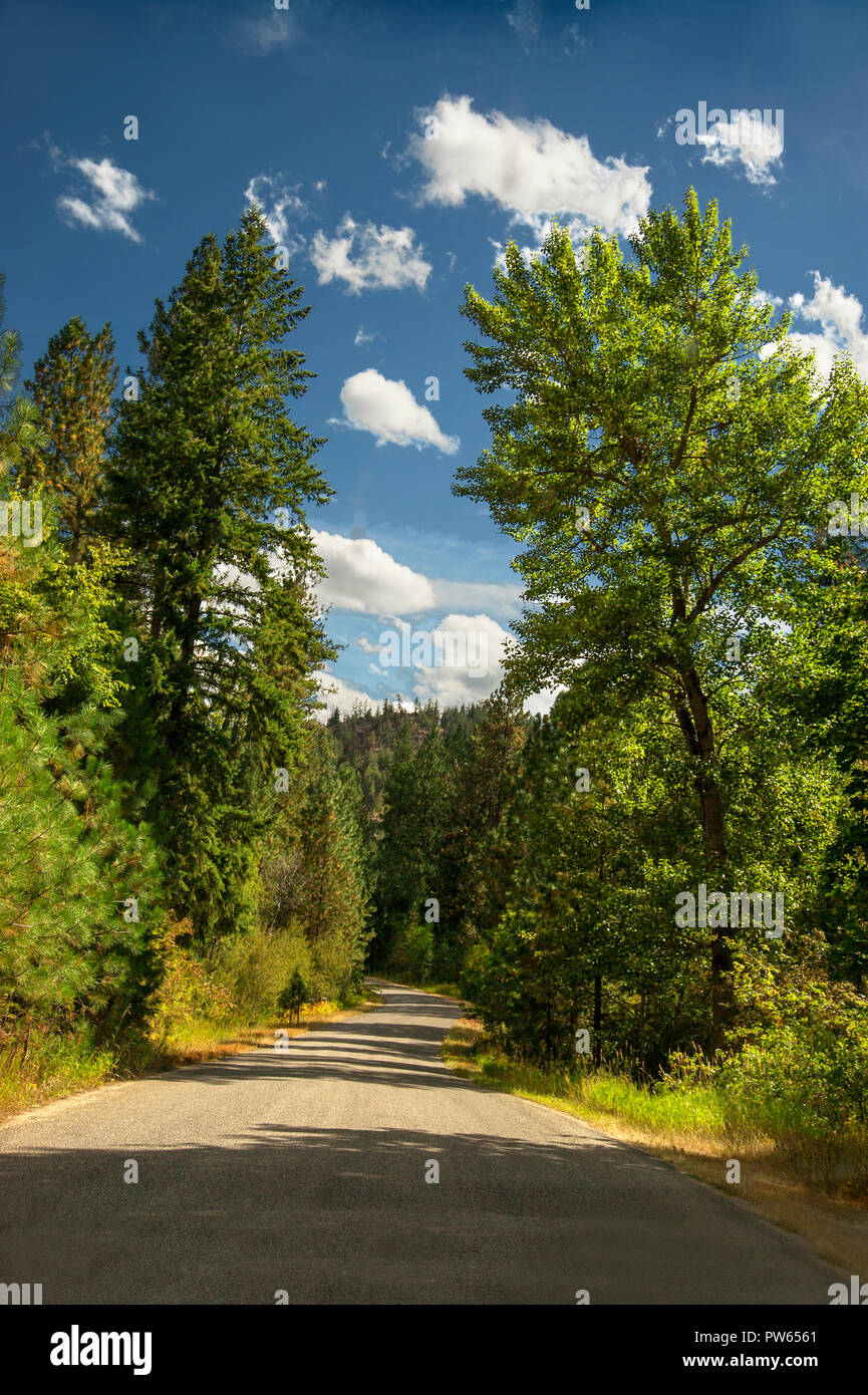 Paese deserta strada in Montana, USA Foto Stock