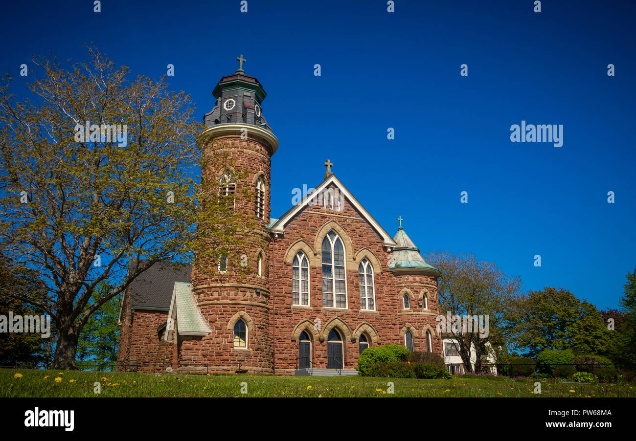 Una vecchia chiesa sulla strada in Prince Edward Island, Canada Foto Stock