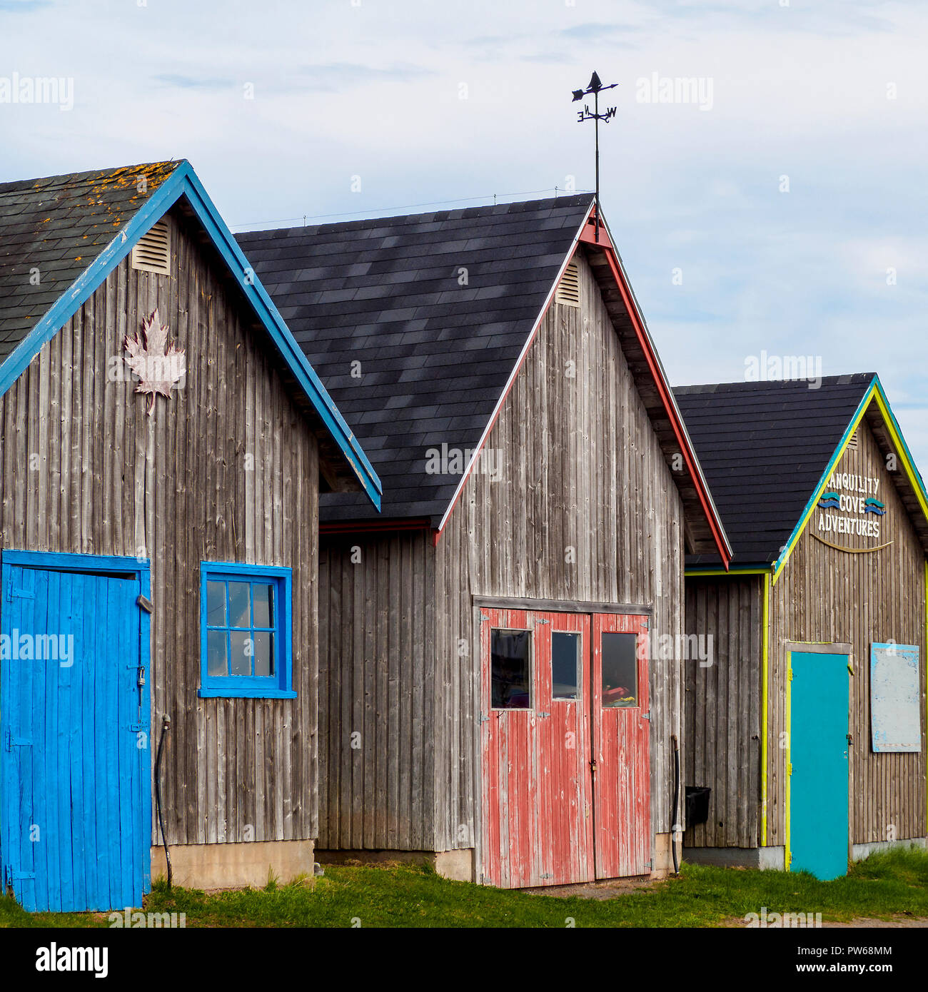 Pesca colorata in baracche PEI, Canada Foto Stock