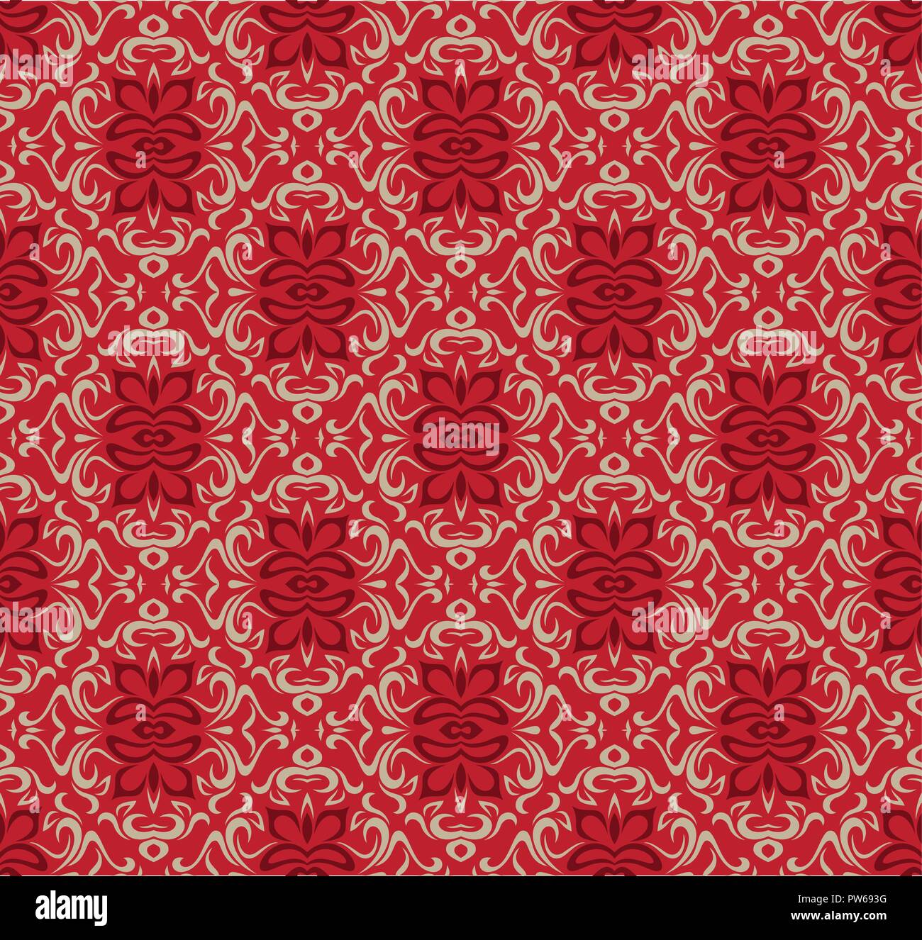 Rosso di lusso seamless motivo decorativo Design modello. Illustrazione Vettoriale