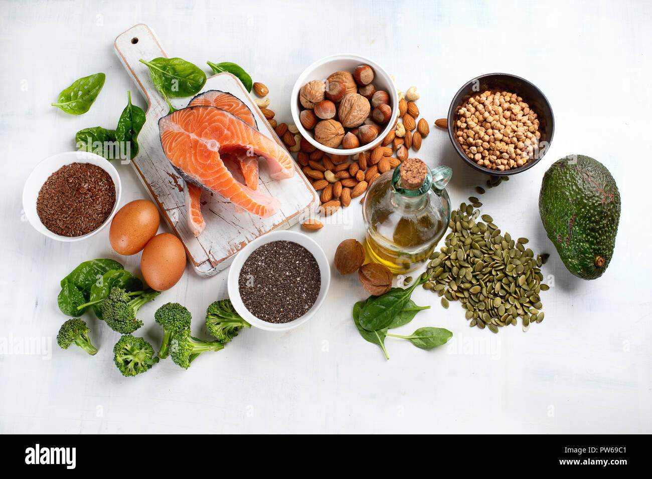 Gli alimenti più elevato in acidi grassi Omega 3 Foto stock - Alamy