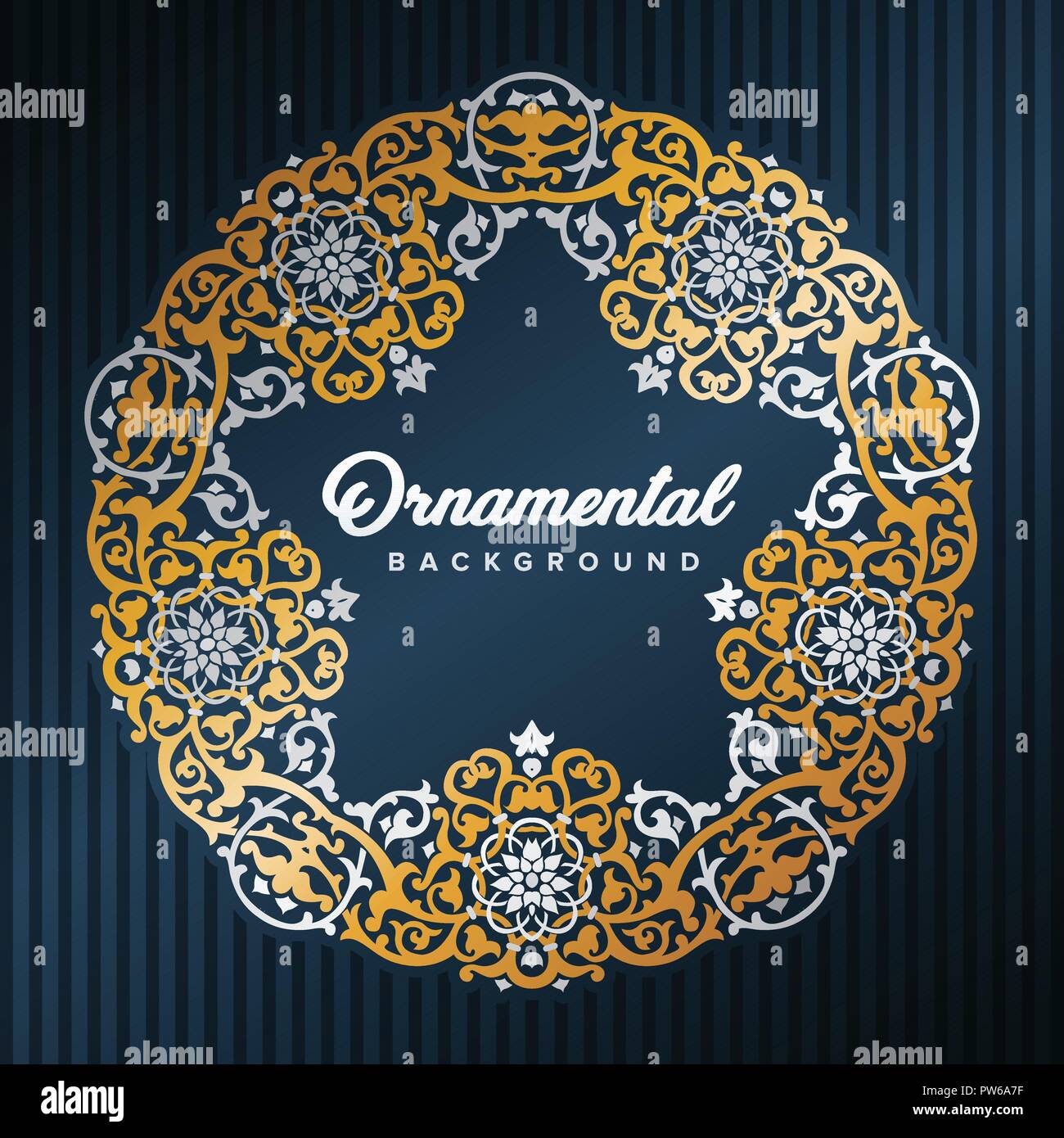 Star telaio arabo. Design islamico incorniciato da disegni dorati. La moschea di elemento di decorazione. Eleganza lo sfondo con il testo area di ingresso in un centro. Vettore i Illustrazione Vettoriale