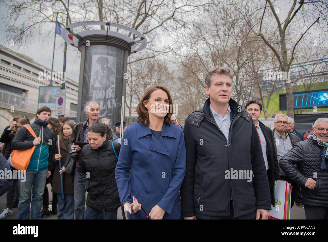 Riunione di Bercy - Benoit Hamon; in immagini Arnaud Montebourg e Aurélie Filippetti Foto Stock