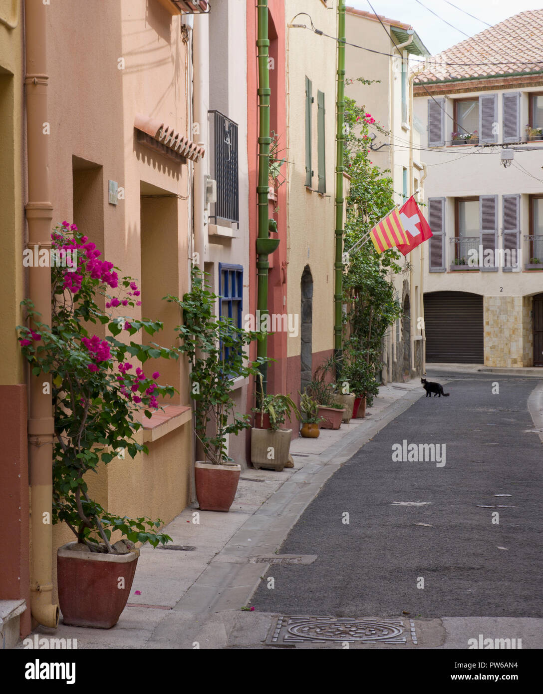 Strada stretta Argeles, Francia Foto Stock