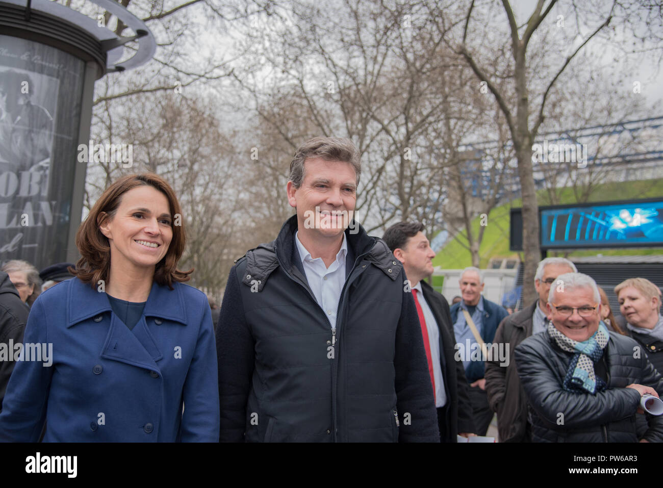 Riunione di Bercy - Benoit Hamon; in immagini Arnaud Montebourg e Aurélie Filippetti Foto Stock